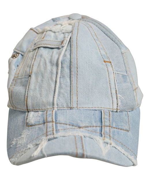 Dolce & Gabbana Blue Patchwork Cotton Denim Baseball Cap Hat for men