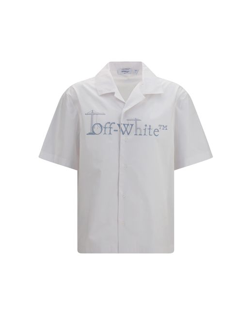 Off-White c/o Virgil Abloh Gray City Nature Bowling Shirt Cotton for men