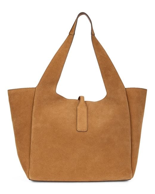 Hogan Brown Shopper Bag Light Suede Calf Skin Tote