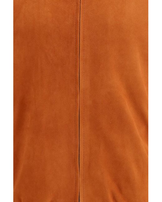Brunello Cucinelli Orange Elasticated Hem Jacket Calf Leather Bos Taurus for men