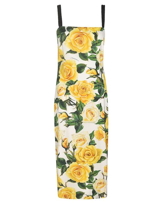 Dolce & Gabbana Metallic Floral Sleeveless Straight Dress