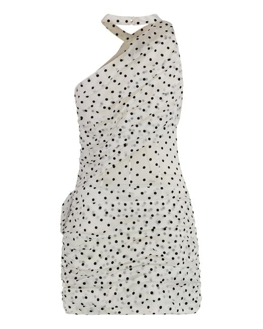 Alessandra Rich White Polka-Dot Mini-Dress Silk