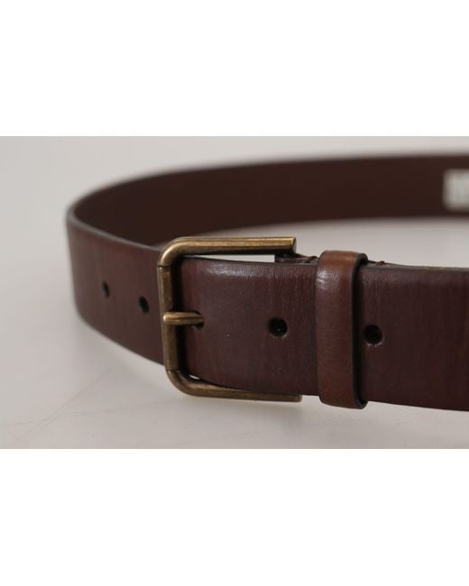 Dolce & Gabbana Brown Elegant Leather Belt With Metal Buckle for men