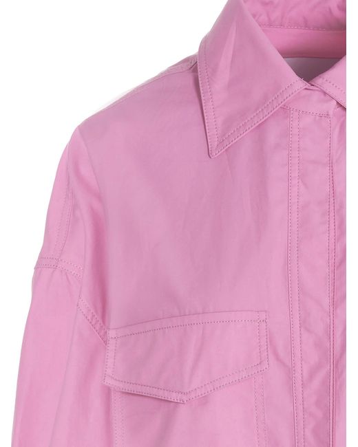 The Attico Pink Logo Embroidery Overshirt