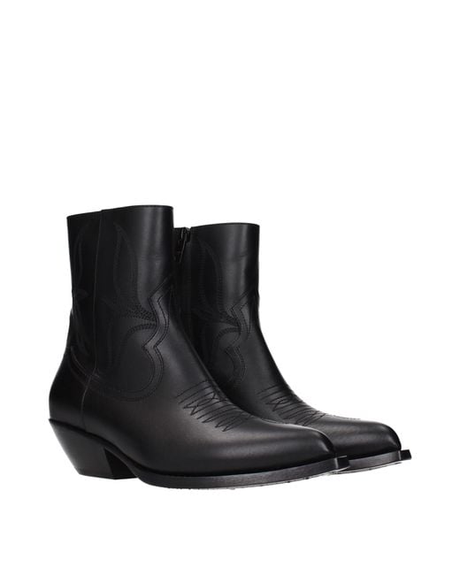 Céline Black Leather Ankle Boots
