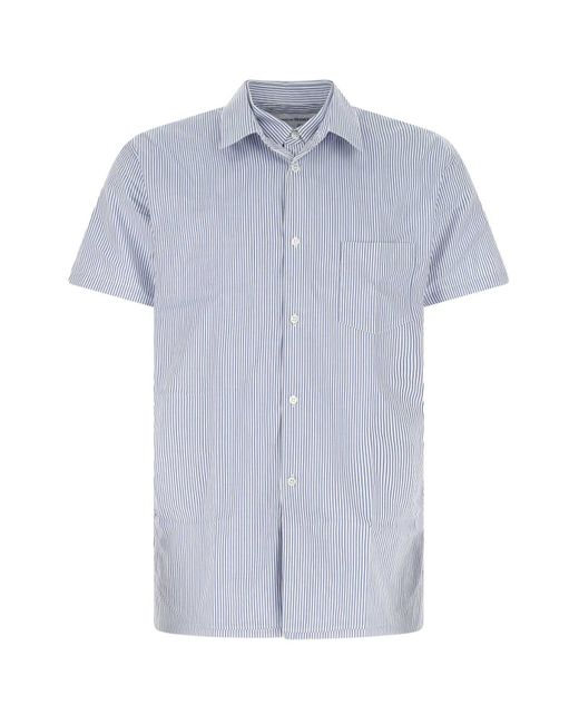 Comme des Garçons Blue Embroidered Cotton Shirt for men
