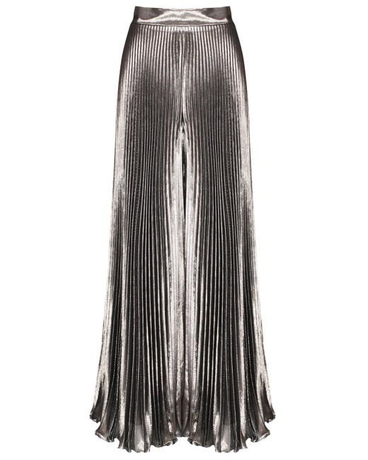 Max Mara Pianoforte Gray Pleated Metallic Trousers