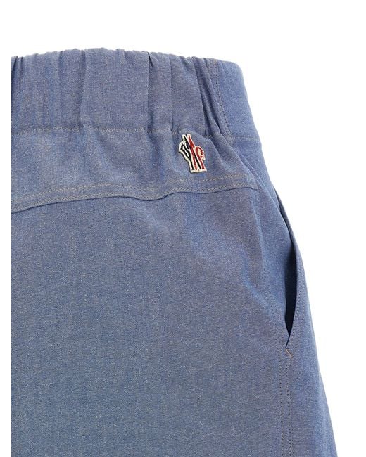Moncler Blue Chambray Cotton Shorts