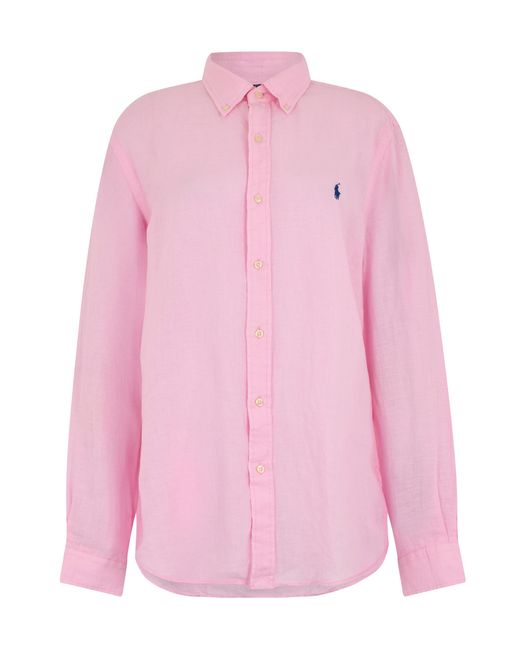 Polo Ralph Lauren Pink Long-Sleeve Linen Shirt for men