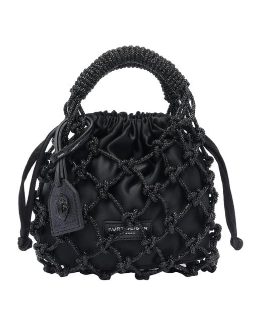 Kurt Geiger Black Small Macrame Crystal Handbag
