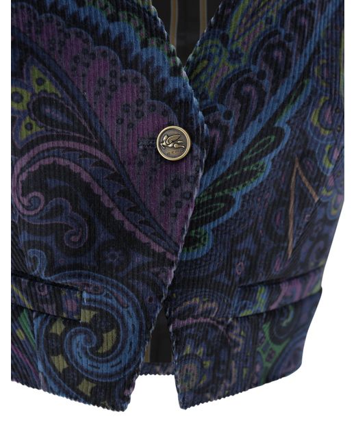 Etro Blue Velvet Waistcoat