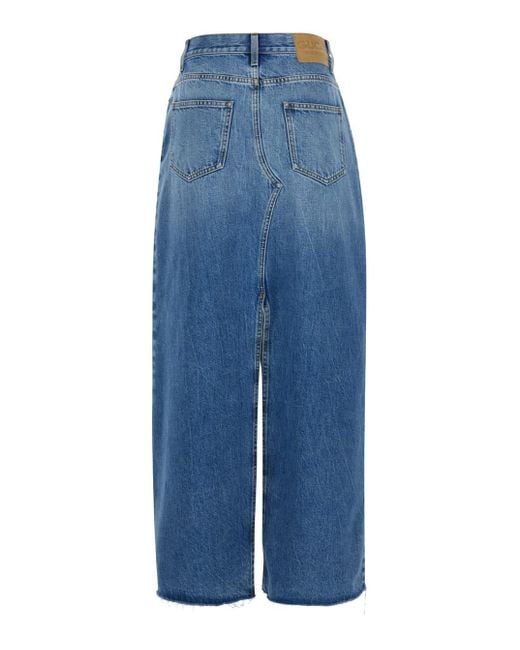 Gucci Blue Light Denim Midi Skirt With Horsebit