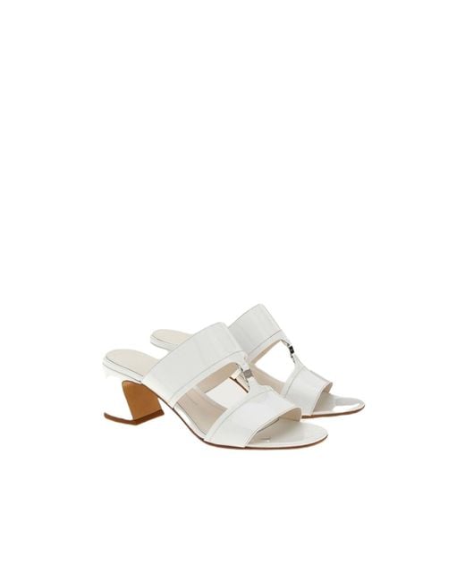 Ferragamo White Tot 55Mm Double-Strap Sandals