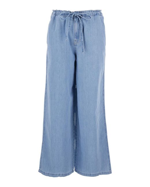 AG Jeans Blue Kali Light Jeans With Wide Leg And Drawstring On The Front