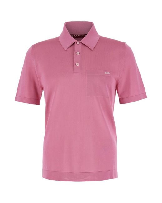 Gucci Polo Shirt With Chest Pocket And Embroidered Logo On The