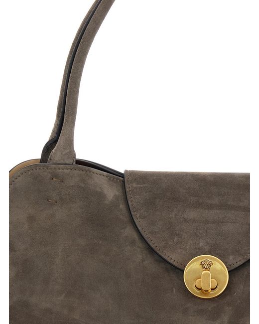 Versace Brown Shoulder Bag Vivian East West Suede Lamb