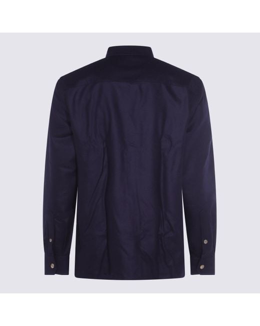 Brunello Cucinelli Blue Wool Shirt for men