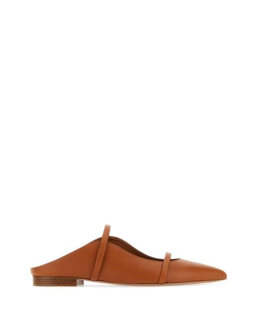 Malone Souliers Brown Caramel Nappa Leather Maureen Flat Slippers