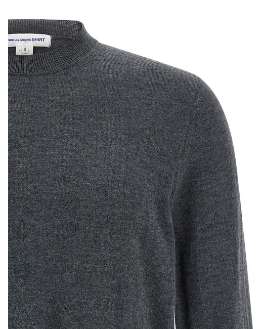 Comme des Garçons Gray Bold Intarsia Knit Sweater With Cuffed Sleeves for men