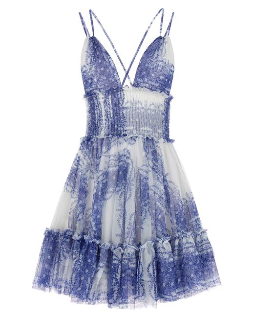 Philosophy Di Lorenzo Serafini Blue All Over Print Dress