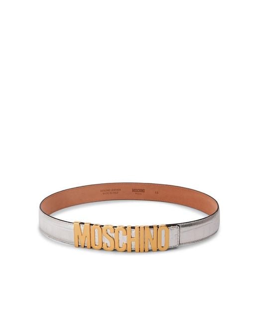 Moschino White Logo Lettering Buckle Belt Accessories
