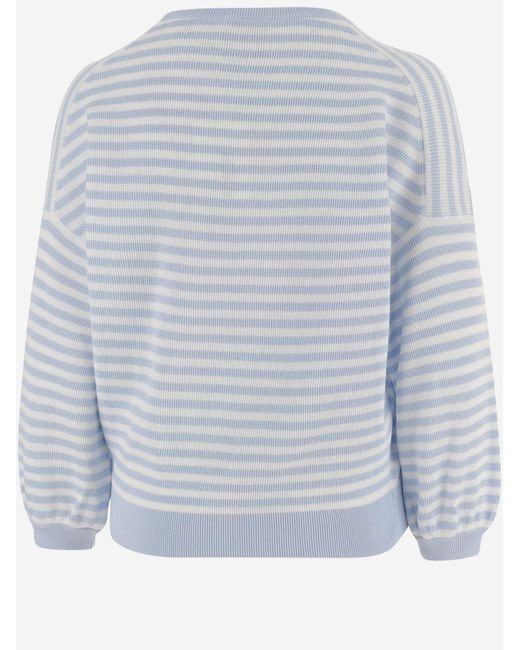 Bruno Manetti Gray Knit Striped Cotton Knitwear