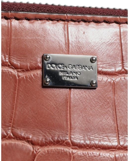 Dolce & Gabbana Red Croc Leather Logo Plaque Briefcase Bag for men