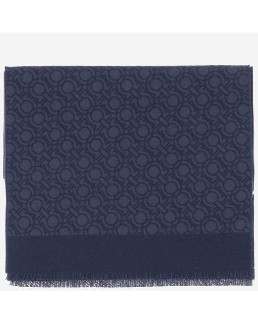 Ferragamo Blue Wool Scarf for men
