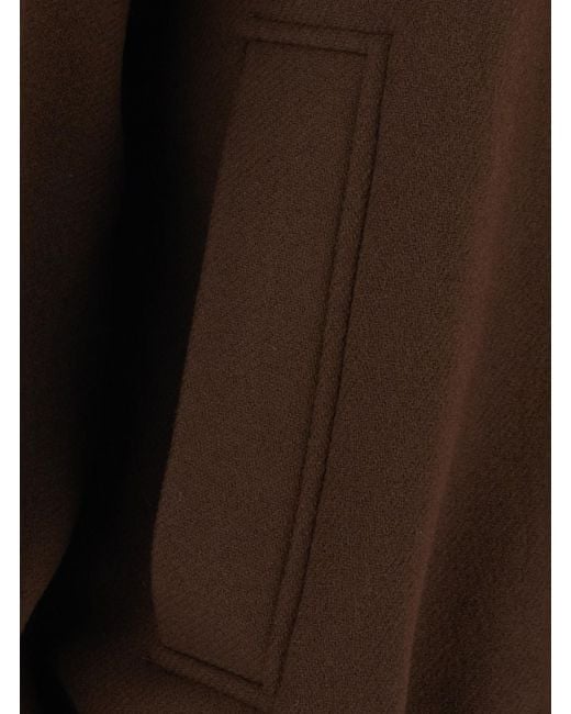Jucca Brown Bomber Jacket High Collar Wool Blend Coat