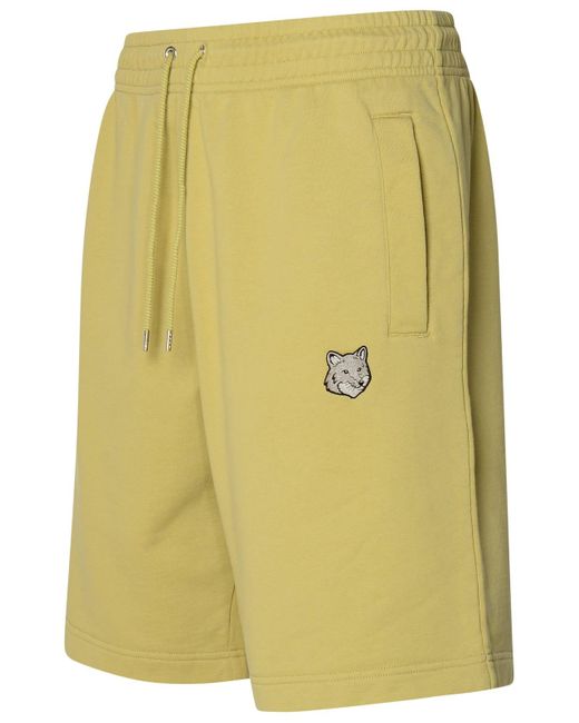 Maison Kitsuné Yellow Mustard Cotton Bermuda Shorts for men
