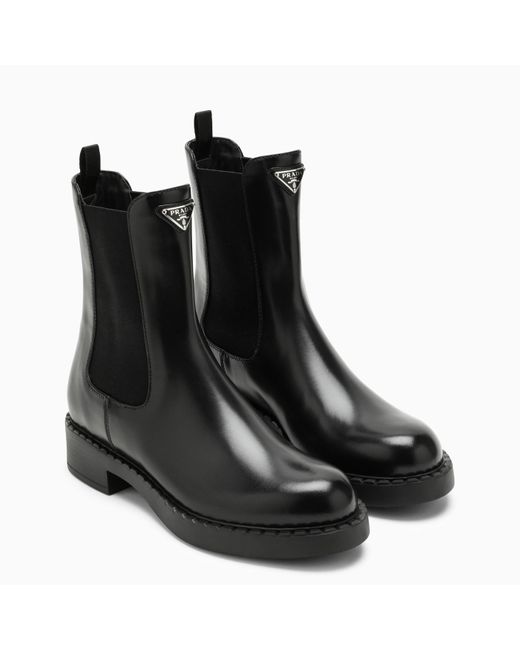 Prada Black Leather Beatles Boot