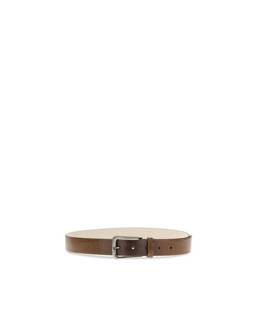 Brunello Cucinelli Brown Calf Leather Bos Taurus Regular Belt
