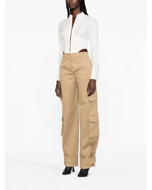 Valentino Natural High-Waisted Cargo Trousers