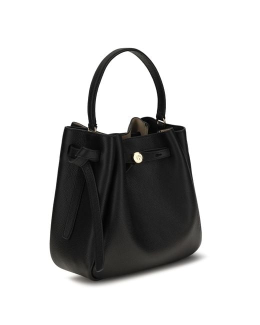 Tory Burch Black Romy Hammered Leather Bucket Bag Calf Bos Taurus