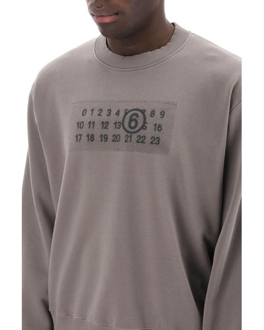 MM6 by Maison Martin Margiela Gray Sweatshirt With Numeric Logo Print for men