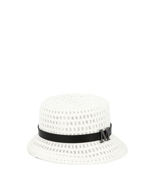 Max Mara White Crochet Bucket Hat