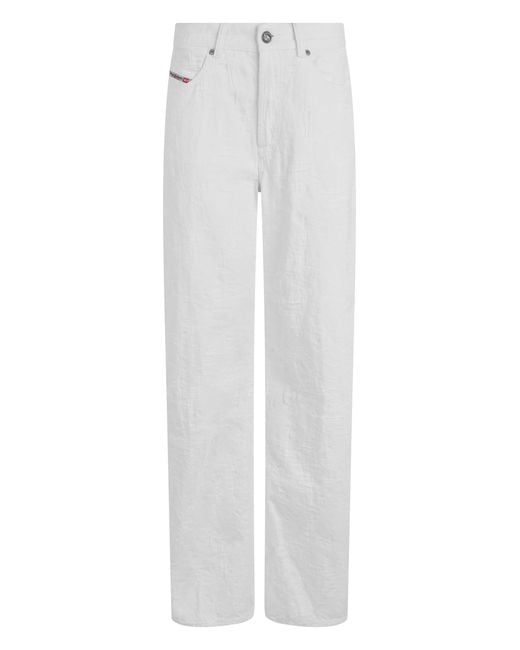DIESEL White Straight-Leg Denim Jeans Cotton