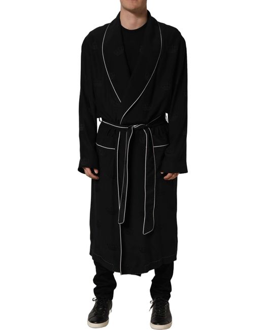 Dolce & Gabbana Black Silk Robe Wrap Coat Jacket Clothing for men