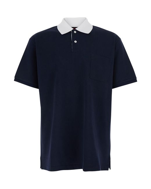 Gucci Blue T-Shirt Piquet Web Cotton T-Shirts for men