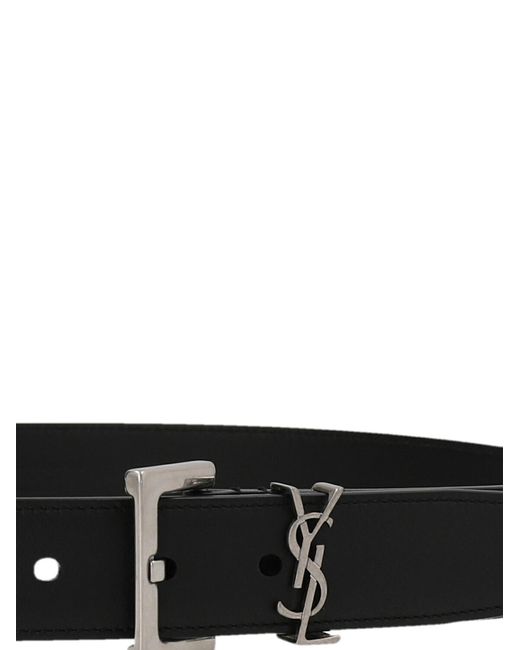 Saint Laurent Black Cassandre Belt for men