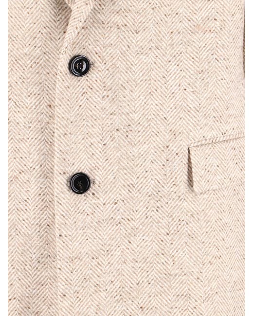Lardini Natural Single-Breasted Virgin Wool Coat for men