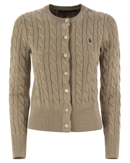 Polo Ralph Lauren Brown Plaited Cardigan With Long Sleeves