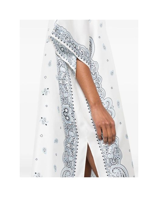 Ferragamo White Cape Silk Day Dresses