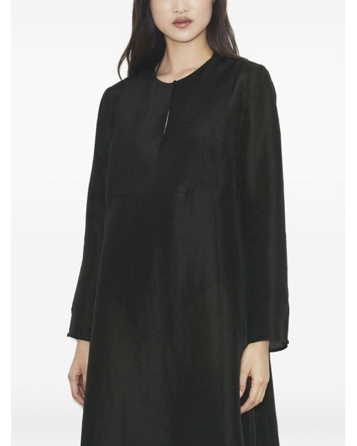 Tory Burch Black Linen And Silk Long Kaftan