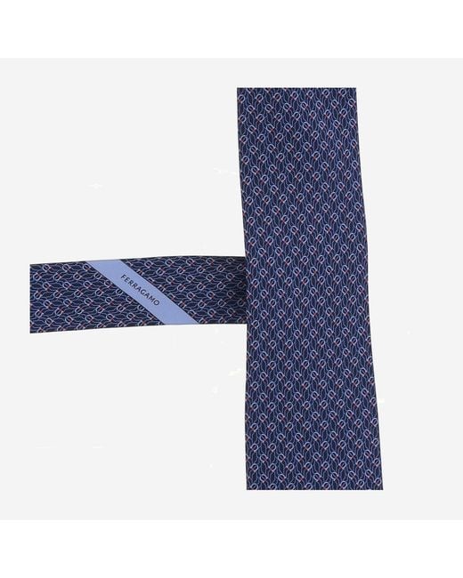 Ferragamo Blue Silk Tie Ties & Bow for men
