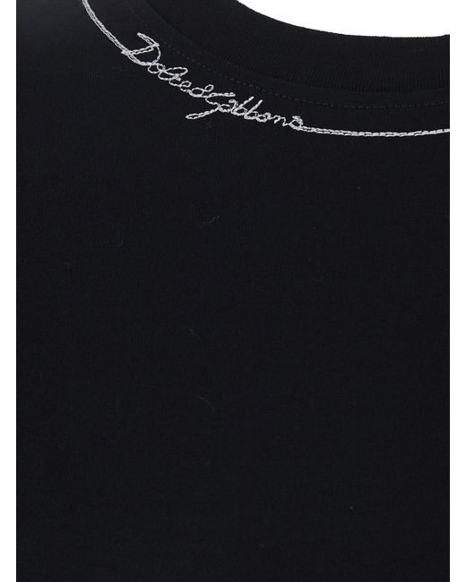 Dolce & Gabbana Black T-Shirt Crew Neck Cotton T-Shirts for men
