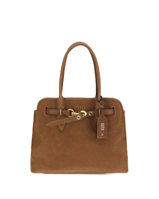 Miu Miu Brown Shoulder Bag Calf Leather