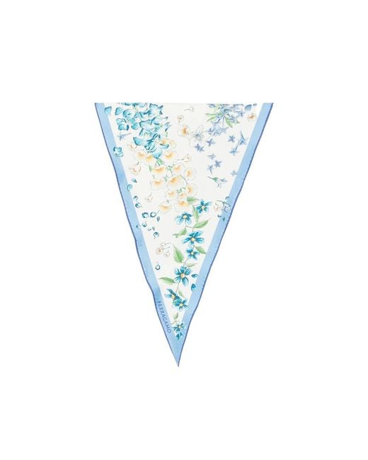 Ferragamo Blue Silk Stole- Scarf