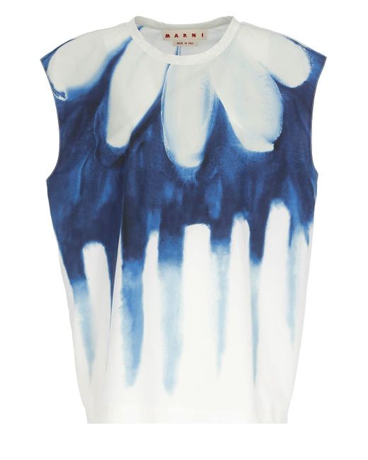 Marni Cotton Dripping Daisy Top In Blue Lyst 
