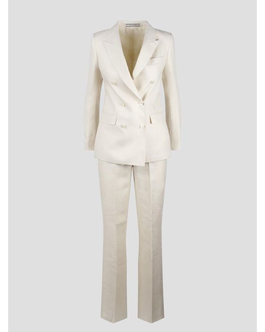 Tagliatore White Linen Double Breasted Suit